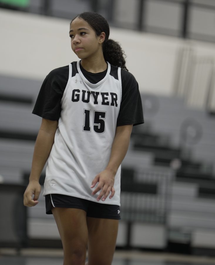 Brielle in her number 15 jersey, calm and focused on the court.
